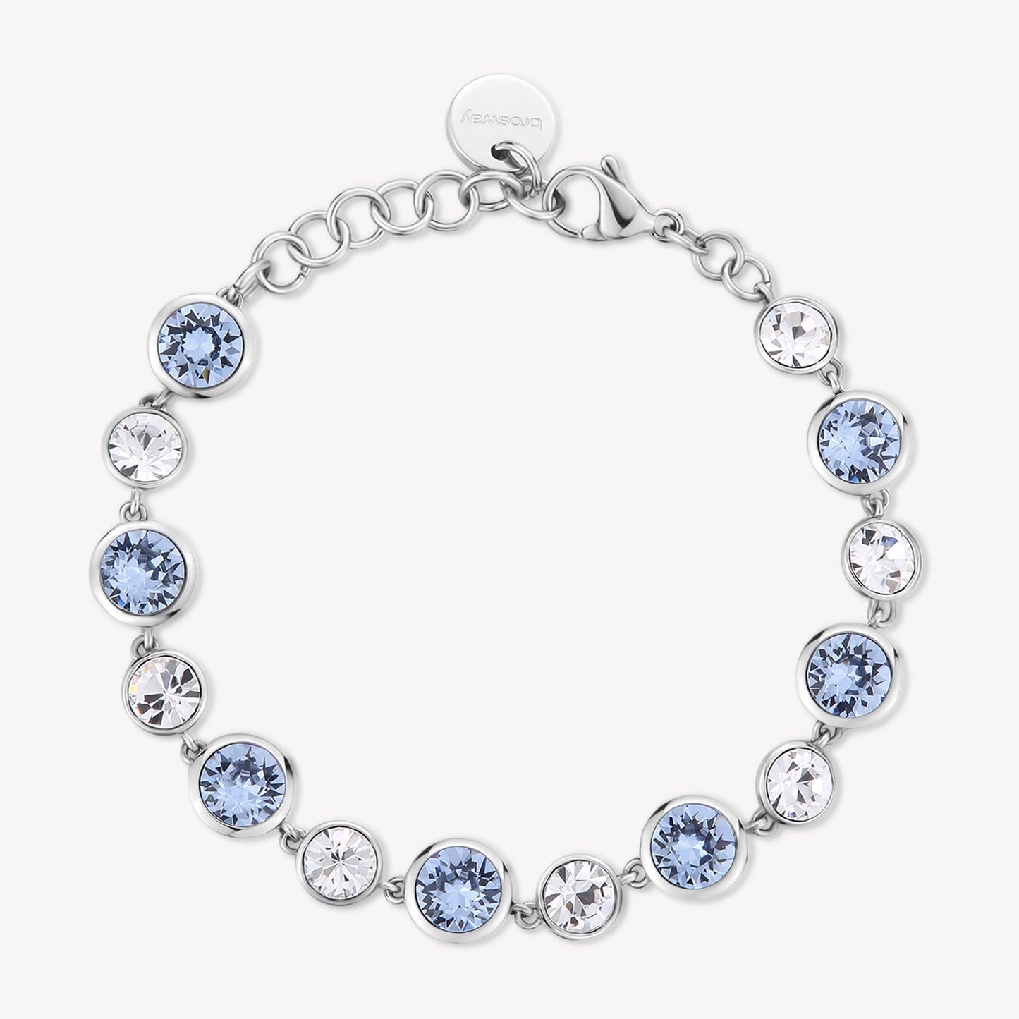 Bracciale Brosway Symphonia In Acciaio Tennis Con Cristalli Azzurri e Bianchi