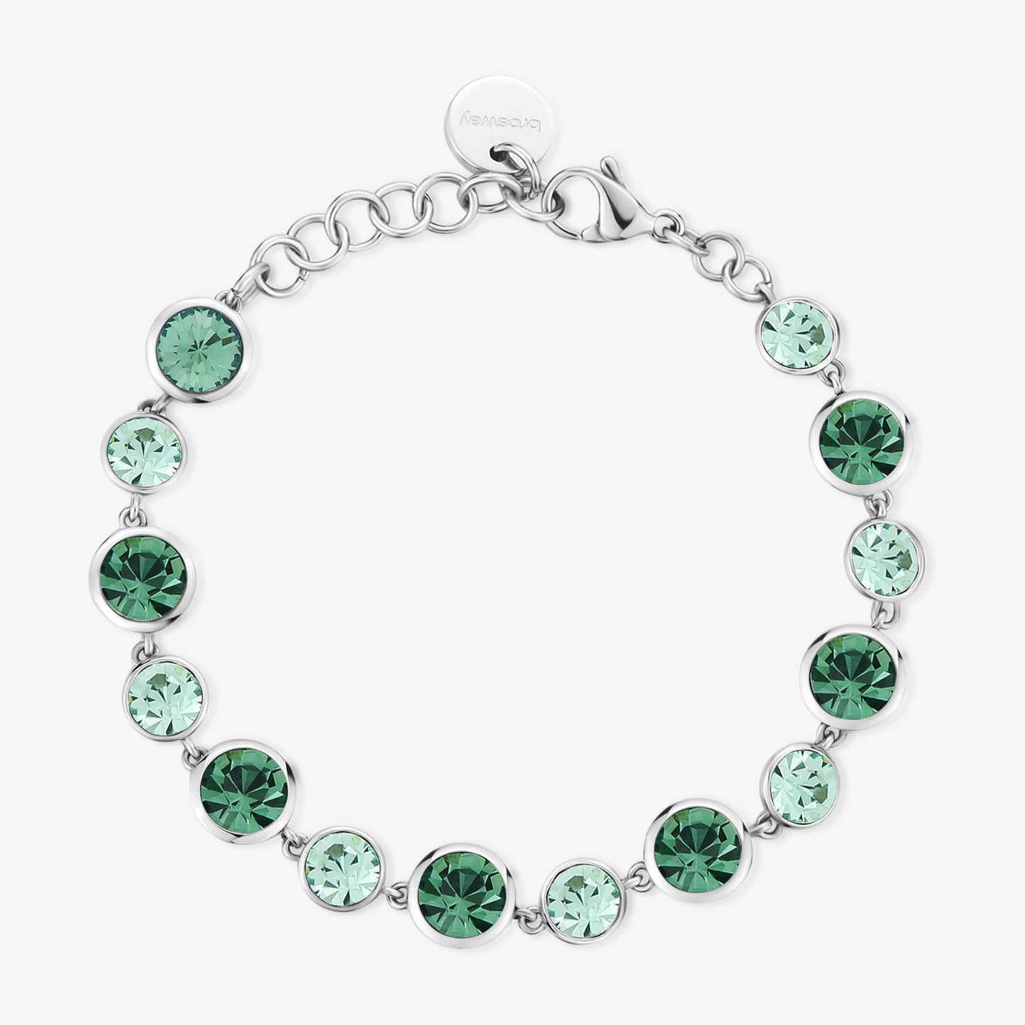 Bracciale Brosway Symphonia In Acciaio Tennis Con Cristalli Tondi Verdi e Verde Acqua