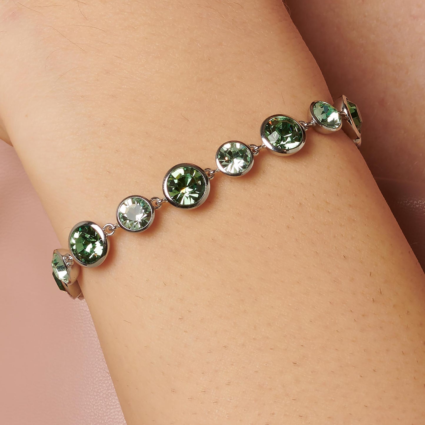 Bracciale Brosway Symphonia In Acciaio Tennis Con Cristalli Tondi Verdi e Verde Acqua