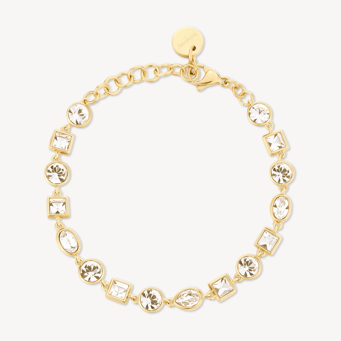 Bracciale Brosway Symphonia Pvd Oro Con Cristalli Tondi Quadrati Ovali Goccia