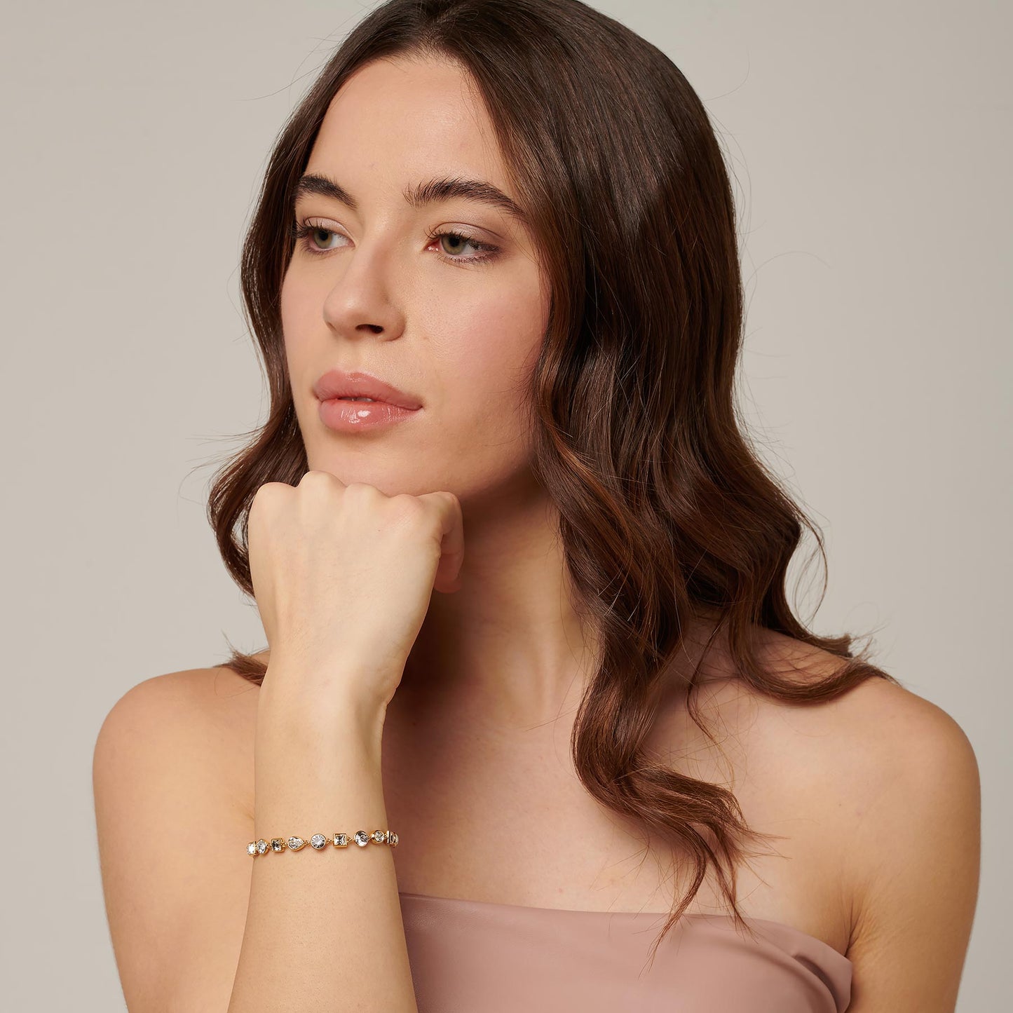 Bracciale Brosway Symphonia Pvd Oro Con Cristalli Tondi Quadrati Ovali Goccia