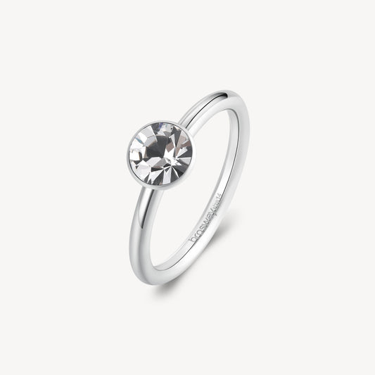Anello Brosway Symphonia Acciaio Cristallo Tondo - Misura 18