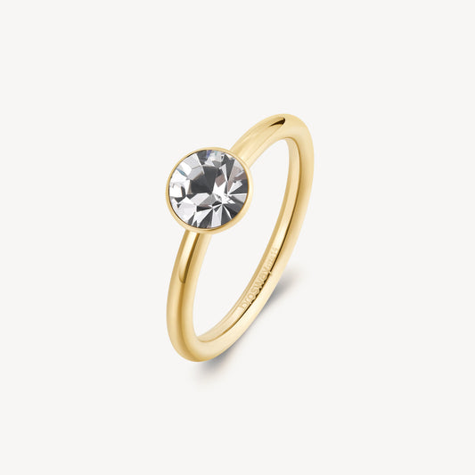 Anello Brosway Symphonia Pvd Oro Cristallo Tondo - Misura 20