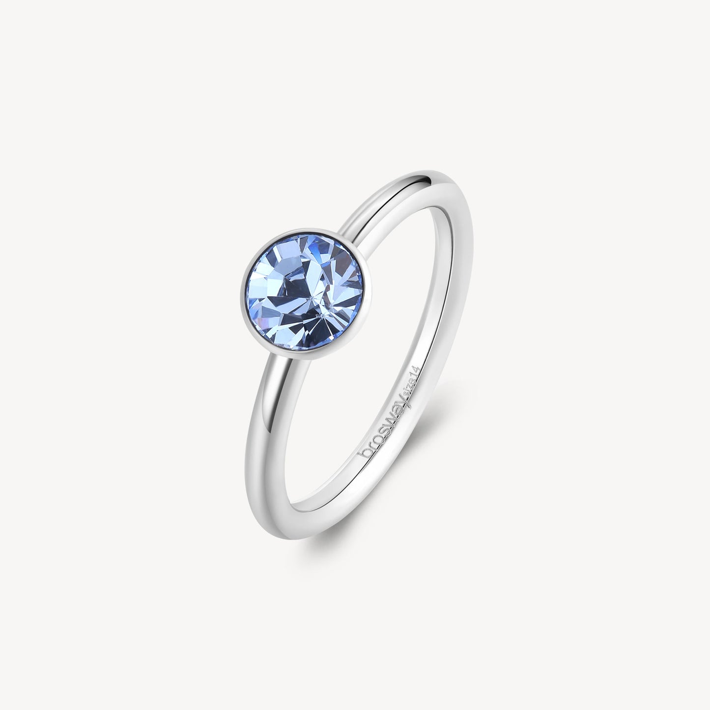 Anello Brosway Symphonia Acciaio Cristallo Tondo Azzurro - Misura 18