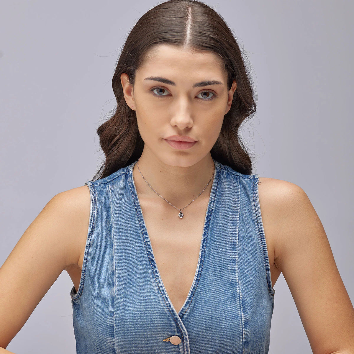 Collana Brosway Symphonia Acciaio Con Pendente Cristallo Tondo