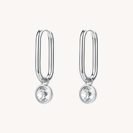 Orecchini Boccole con Pendente Brosway Symphonia Acciaio Cristallo Tondo