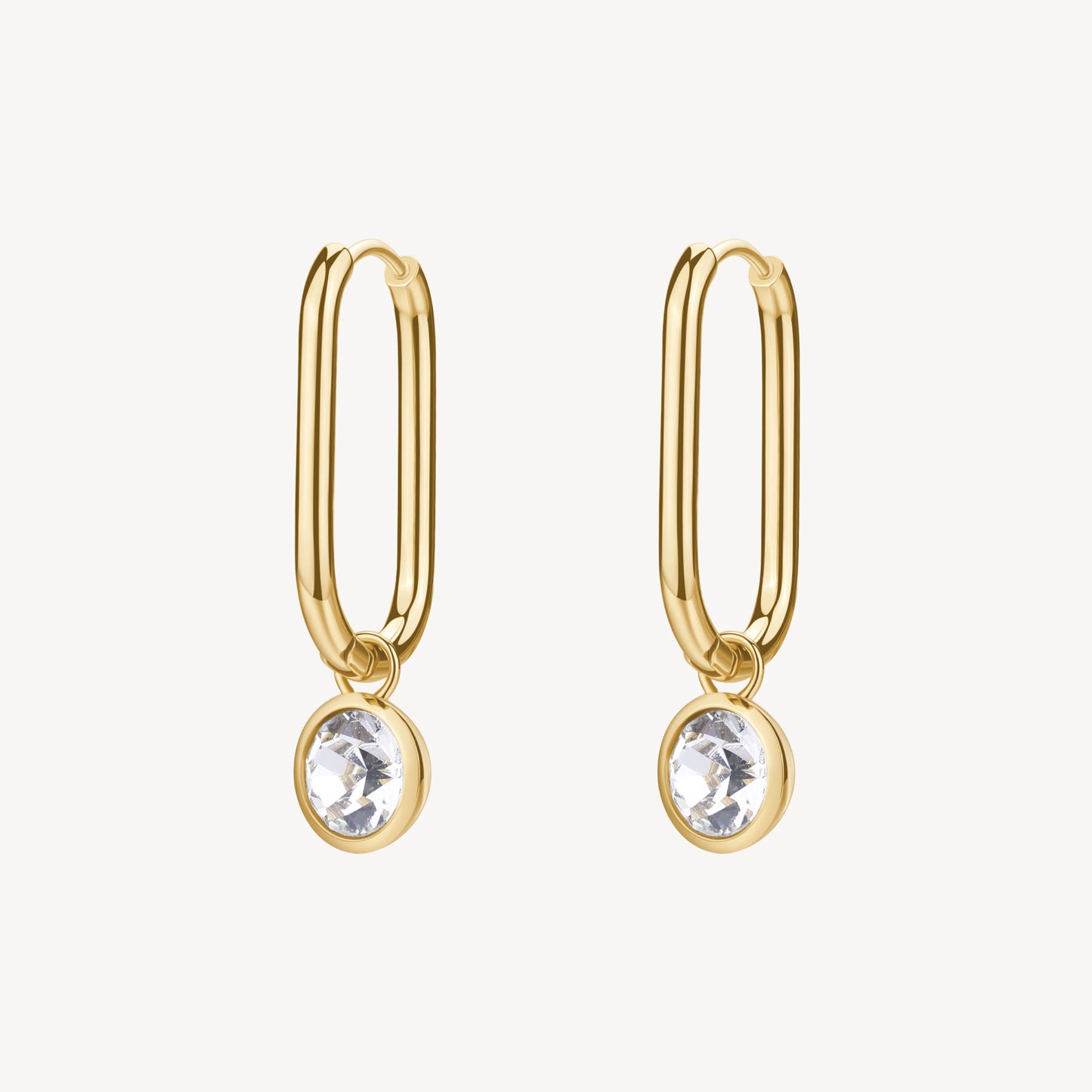 Orecchini Boccole con Pendente Brosway Symphonia Acciaio Pvd Oro Cristallo Tondo