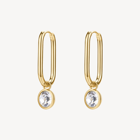 Orecchini Boccole con Pendente Brosway Symphonia Acciaio Pvd Oro Cristallo Tondo