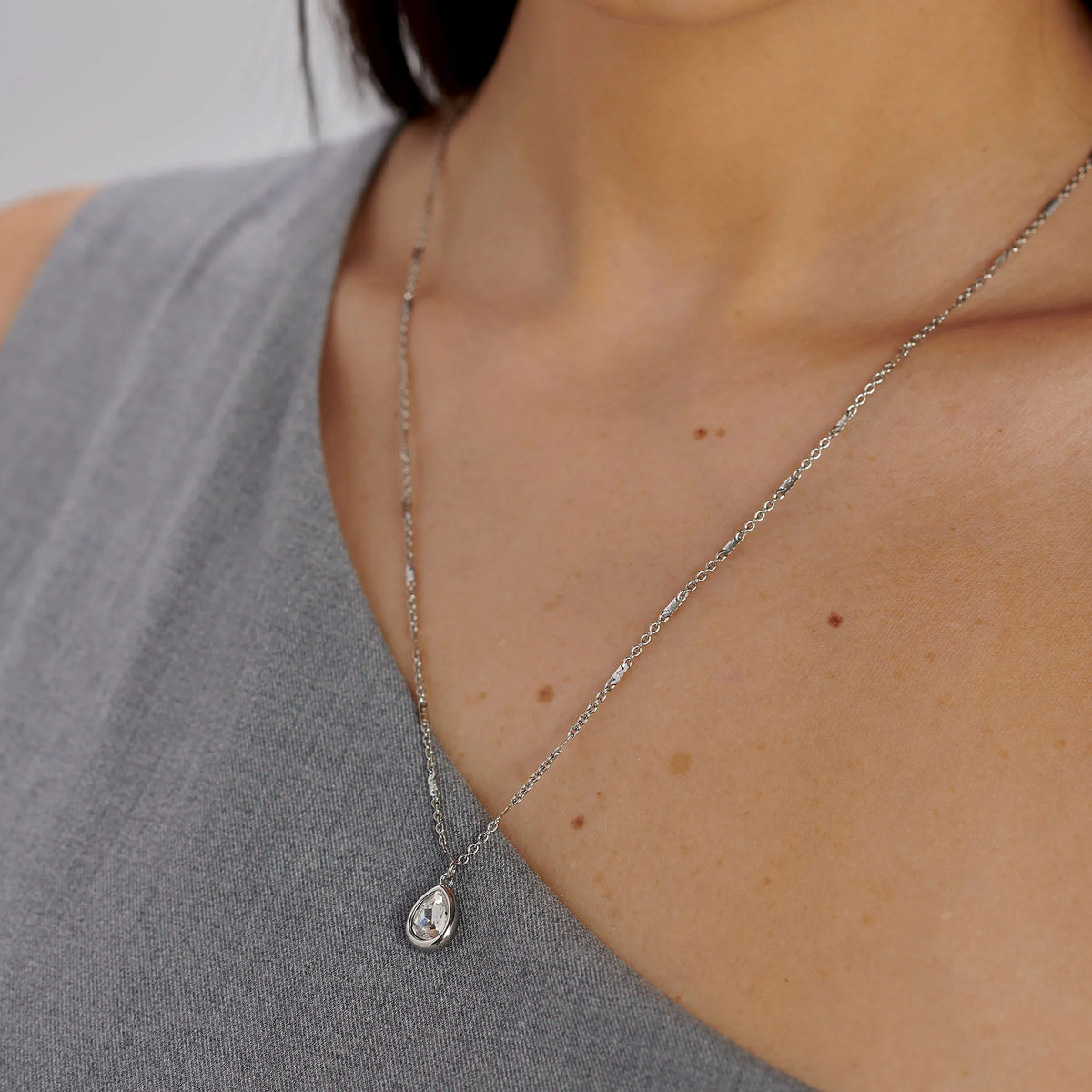 Collana Brosway Symphonia Acciaio Con Pendente Cristallo Goccia