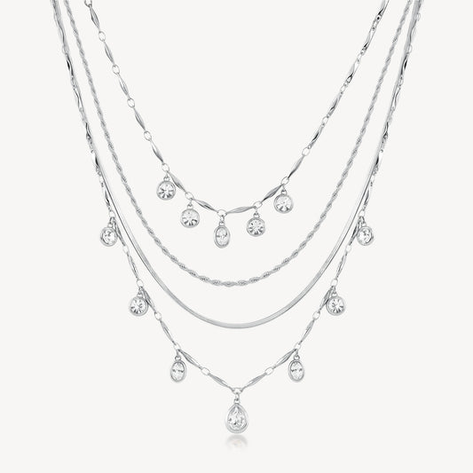 Collana Multifili Brosway Symphonia Acciao Pendenti Cristalli