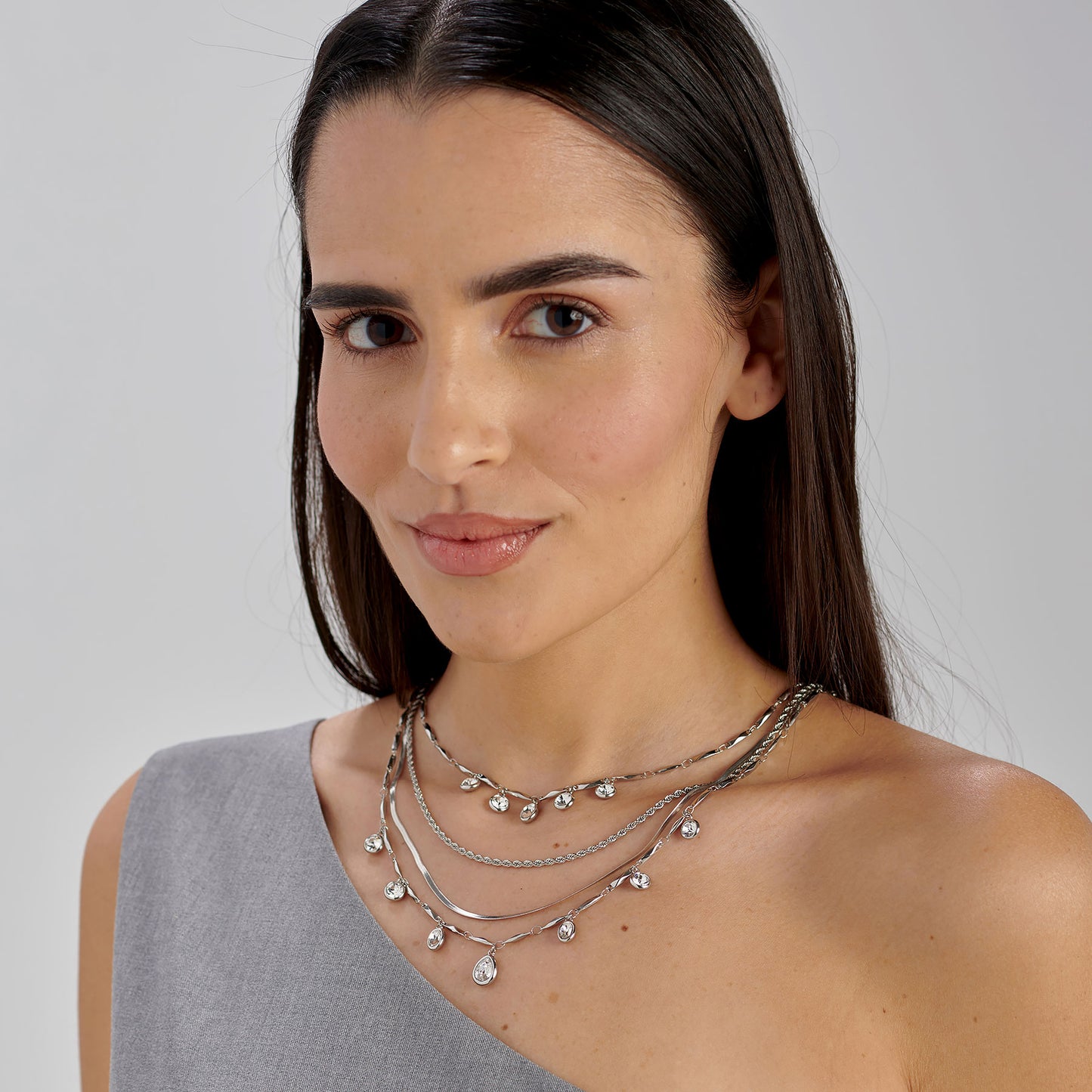 Collana Multifili Brosway Symphonia Acciao Pendenti Cristalli