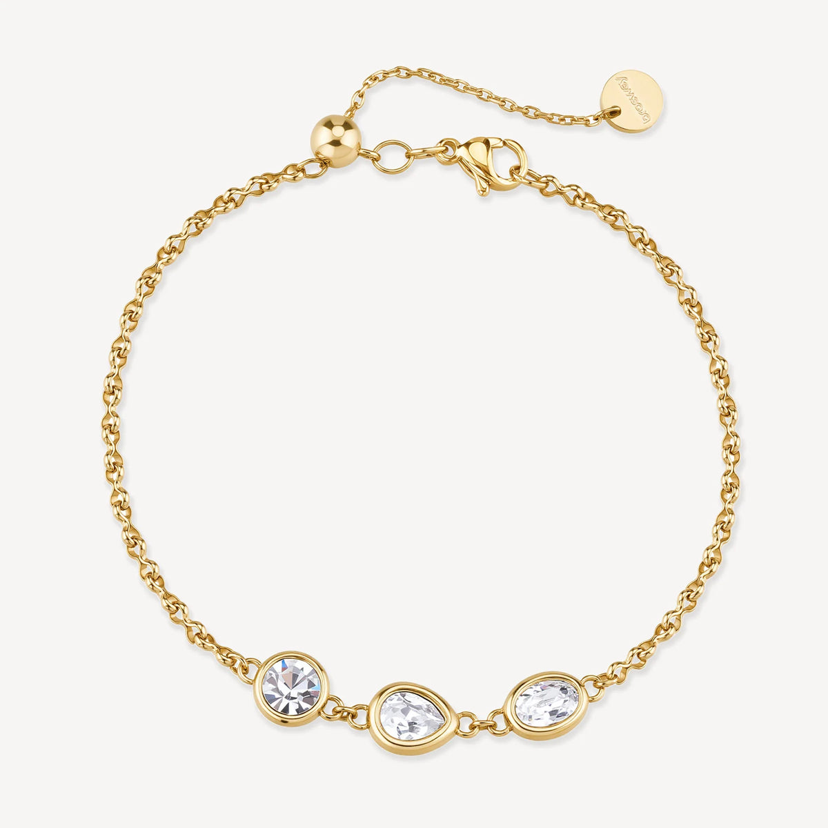 Bracciale Brosway Symphonia Pvd Oro Con 3 Cristalli Ovale/Goccia/Tondo