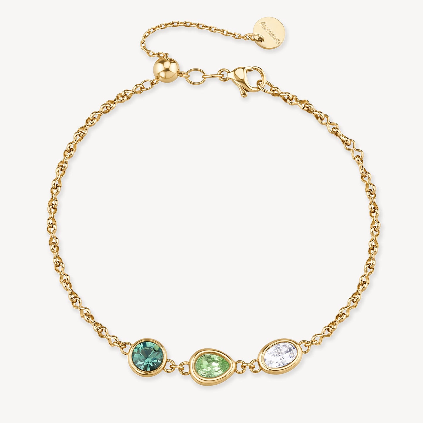 Bracciale Brosway Symphonia Pvd Oro 3 Cristalli Bianco Verde