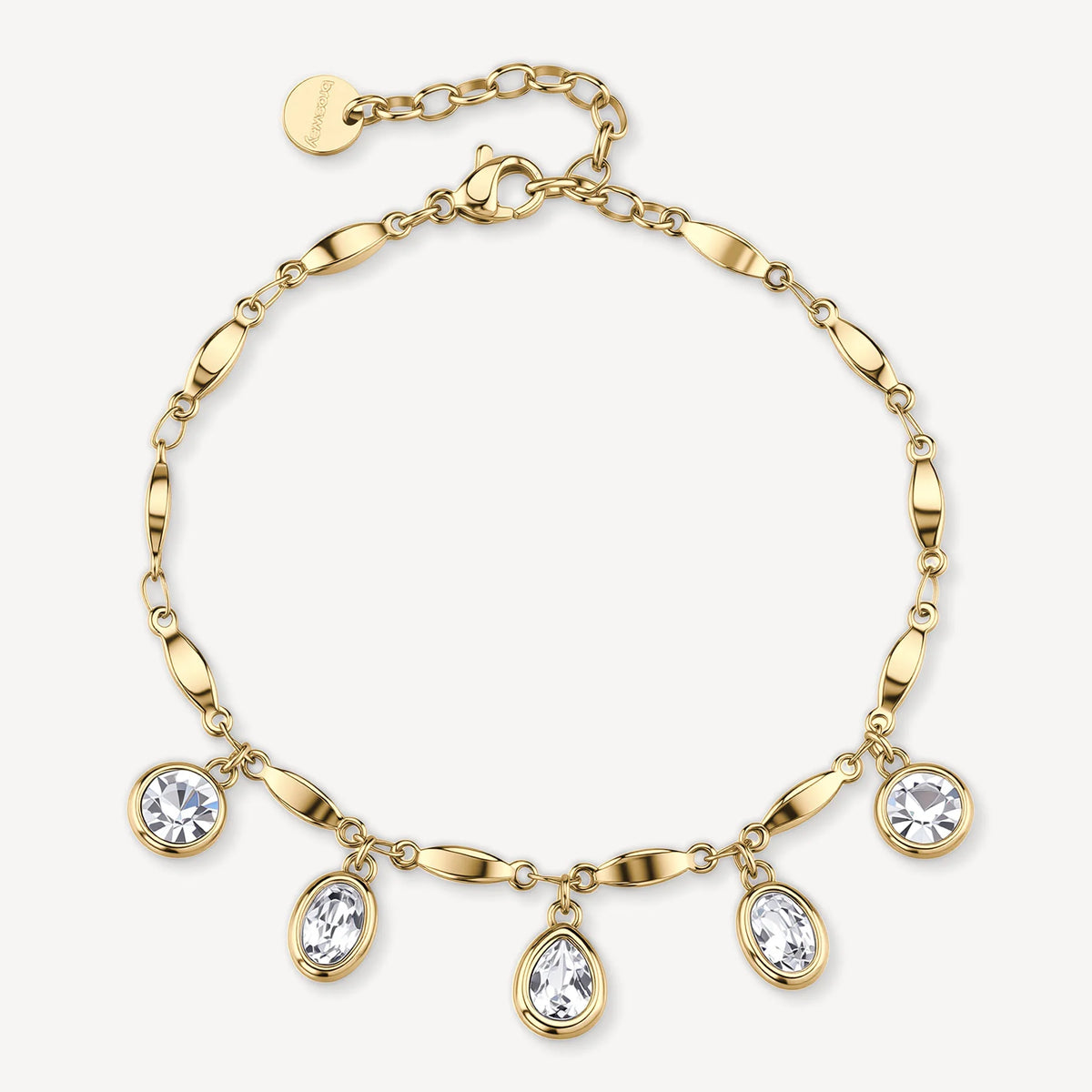 Bracciale Brosway Symphonia Pvd Oro Con Charms Cristalli Ovali/Gocce/Tondi
