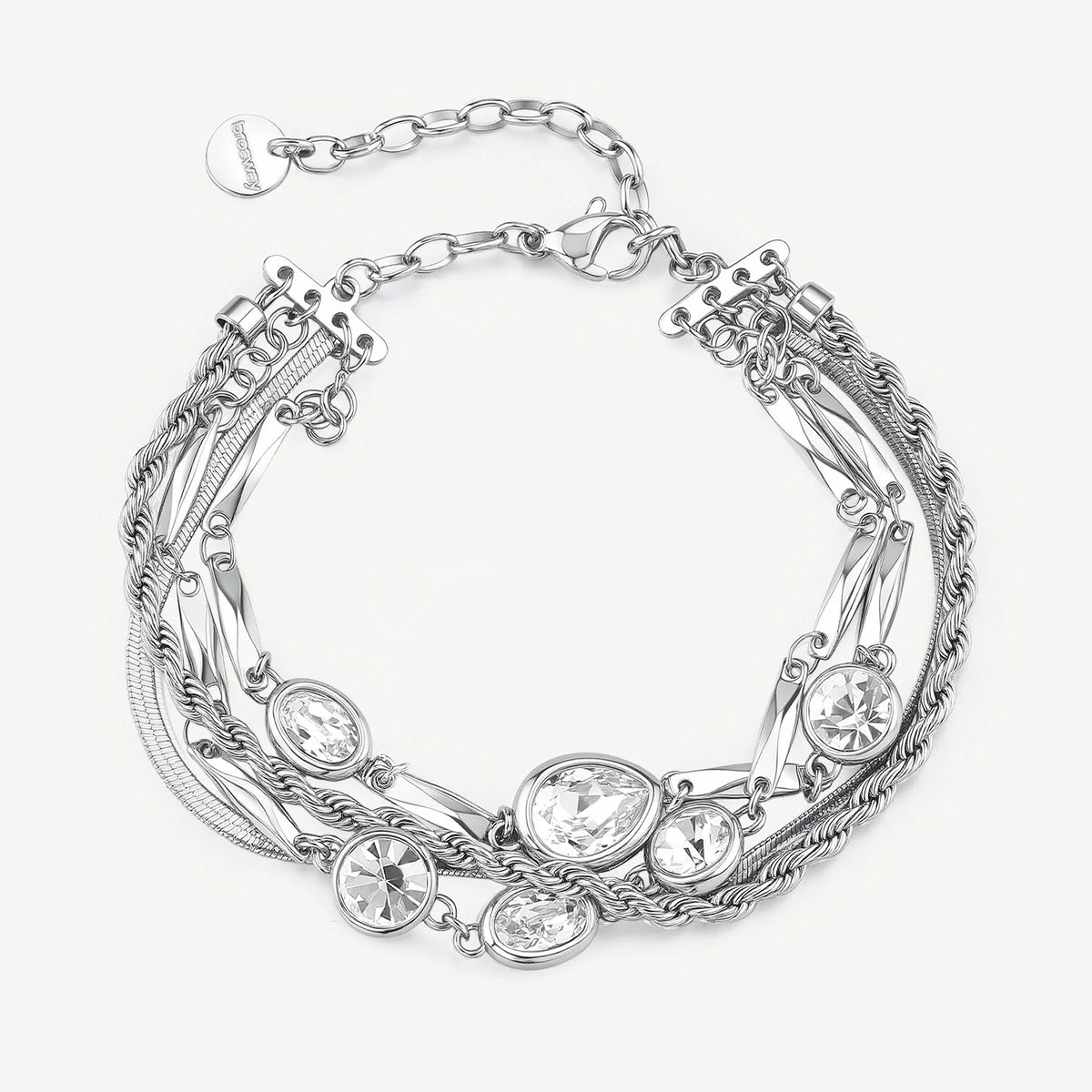 Bracciale Multifilo Brosway Symphonia Acciaio Con Cristalli Ovali/Gocce/Tondi