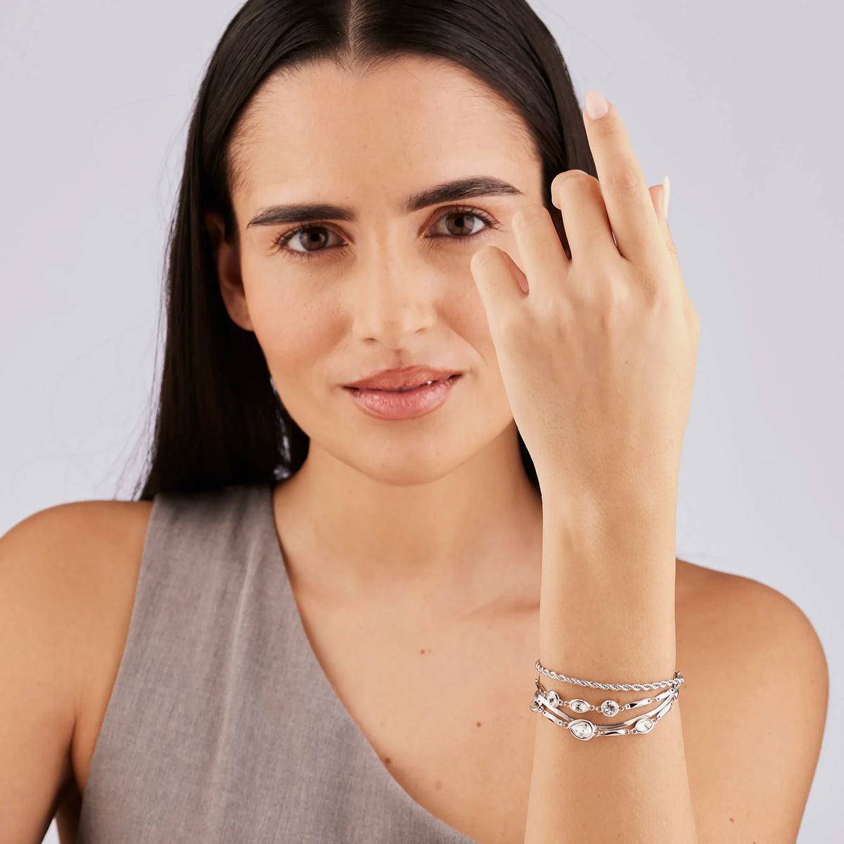 Bracciale Multifilo Brosway Symphonia Acciaio Con Cristalli Ovali/Gocce/Tondi