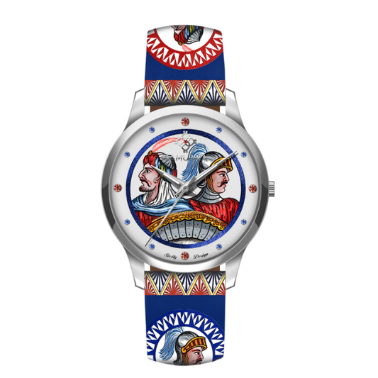 Orologio Camurrìa I Paladini 37 mm Acciaio Cinturino Stampe Siciliane