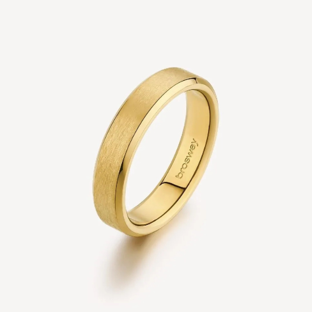 Anello Uomo Brosway Ink Pvd Oro Fascetta Satinata - Misura 27