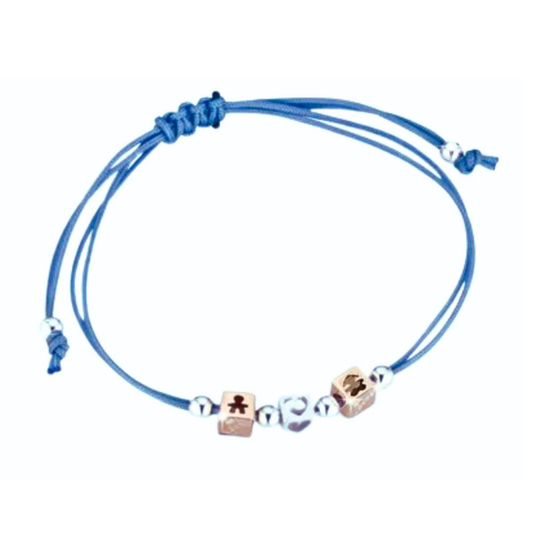 Bracciale Lebebé I Dadini Cordino Turchese 1 Cubo Cuore Argento 2 Cubi Bimba Bimbo Oro Rosa