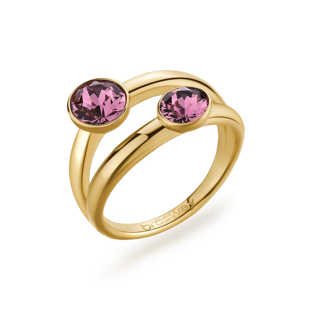 Anello Brosway Affinity Pvd Oro 2 Cristalli Viola - Misura 12