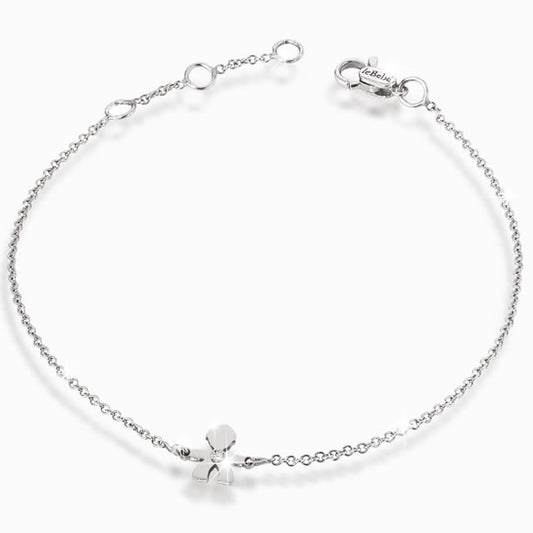 Bracciale Lebebé In Oro Bianco 18 Kt inserto Maschietto Con Diamantino