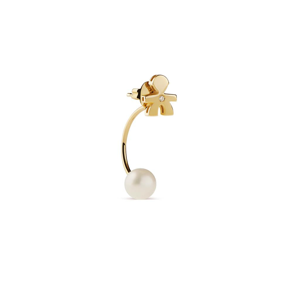 Monorecchino Lebebé Le Perle Oro Giallo Bimbo con Perla Diamante