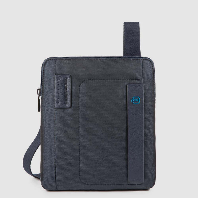 Borselli Piquadro Borsello Porta Ipad In Tessuto Con Inserti Pelle Blu