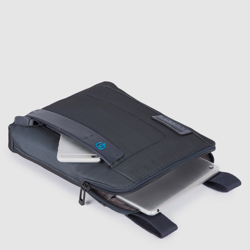 Borselli Piquadro Borsello Porta Ipad In Tessuto Con Inserti Pelle Nera