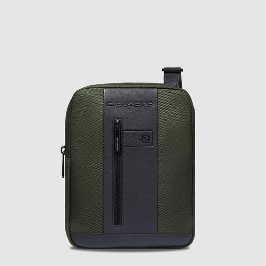 Borselli Piquadro Br2 Borsello Uomo Porta Ipad Tasca Frontale Tessuto Verde Inserti Pelle Nera