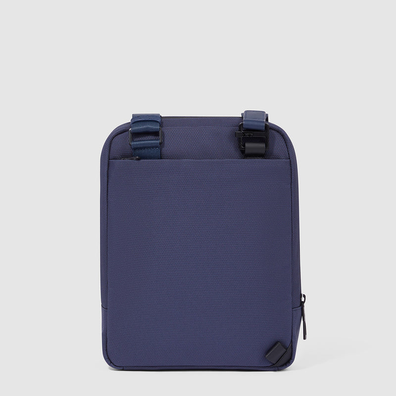 Borselli Piquadro Borsello Grande Porta Ipad In Tessuto Blu Inserti Pelle Nera