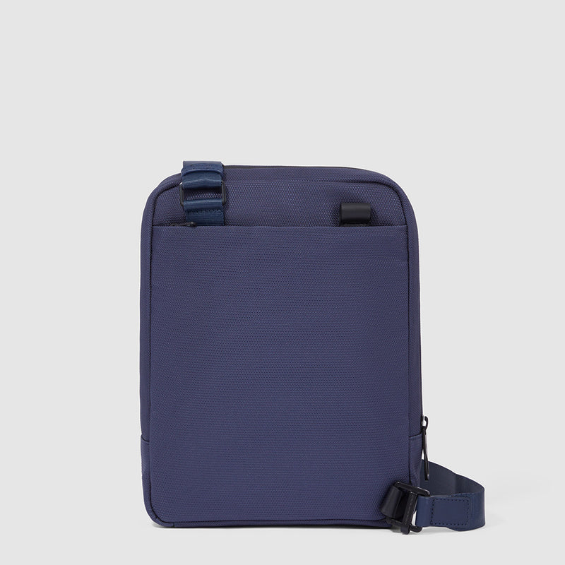 Borselli Piquadro Borsello Grande Porta Ipad In Tessuto Blu Inserti Pelle Nera