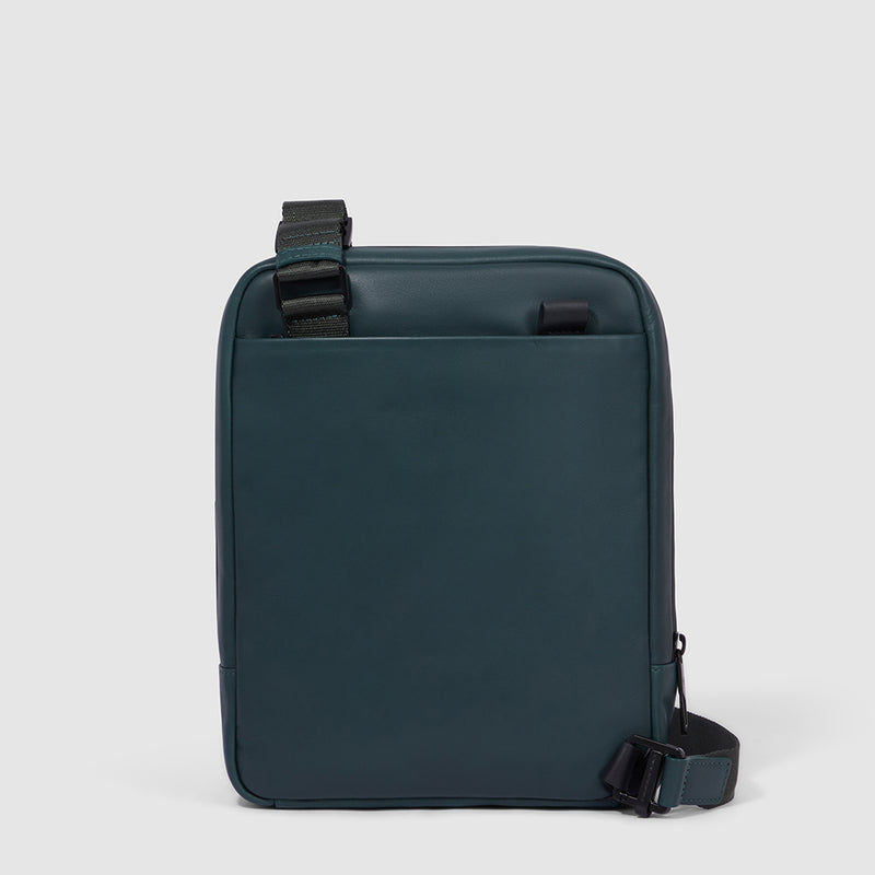 Borselli Piquadro Borsello Grande Porta Ipad Tasca Frontale Tessuto Ed Inserti Pelle Nera