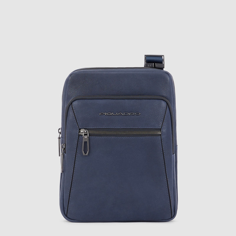 Borselli Piquadro Borsello Grande Porta Ipad In Pelle Martellata Blu