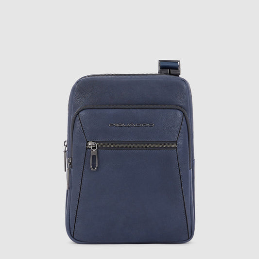 Borselli Piquadro Borsello Grande Porta Ipad In Pelle Martellata Blu