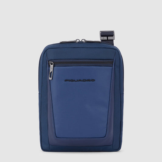 Borselli Piquadro Borsello Grande Porta Ipad In Tessuto Ed Inserti Pelle Blu