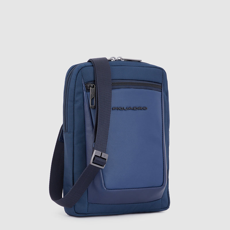 Borselli Piquadro Borsello Grande Porta Ipad In Tessuto Ed Inserti Pelle Blu