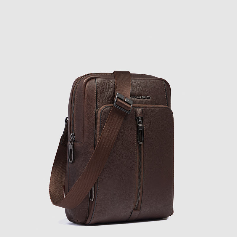 Borselli Piquadro Borsello Uomo Grande Porta Ipad Due Tasche Frontali Pelle Testa Di Moro