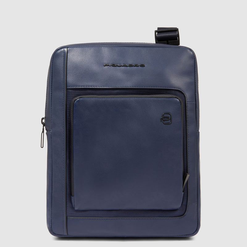 Borselli Piquadro Borsello Grande Porta Ipad Doppia Tasca Frontale In Pelle Liscia Blu