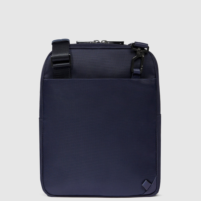 Borselli Piquadro Borsello Uomo Grande Porta Ipad Tasca Frontale Tessuto Ed Inserti Pelle Blu