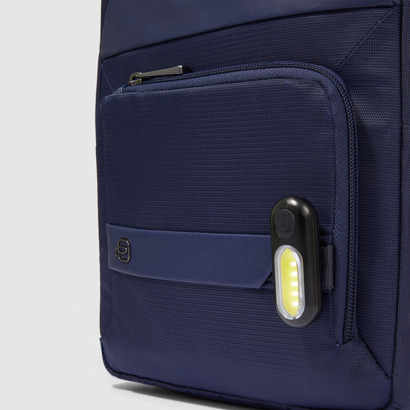 Borselli Piquadro Borsello Uomo Grande Porta Ipad Tasca Frontale Tessuto Ed Inserti Pelle Blu