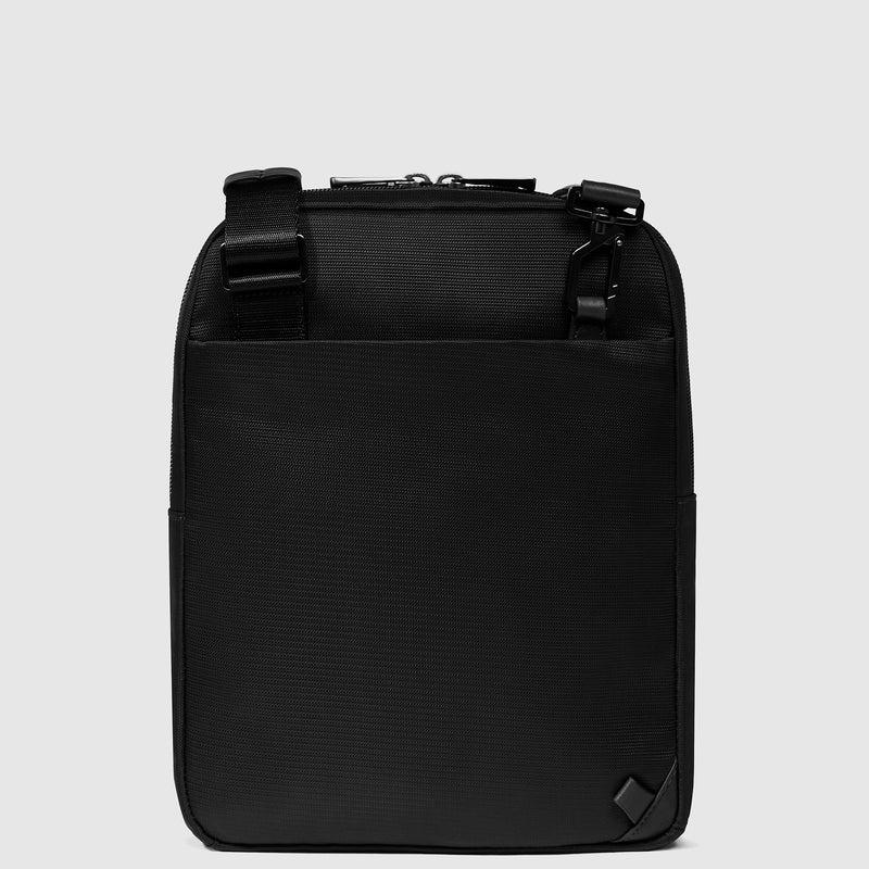 Borselli Piquadro Borsello Uomo Grande Porta Ipad Tasca Frontale Tessuto Ed Inserti Pelle Nera