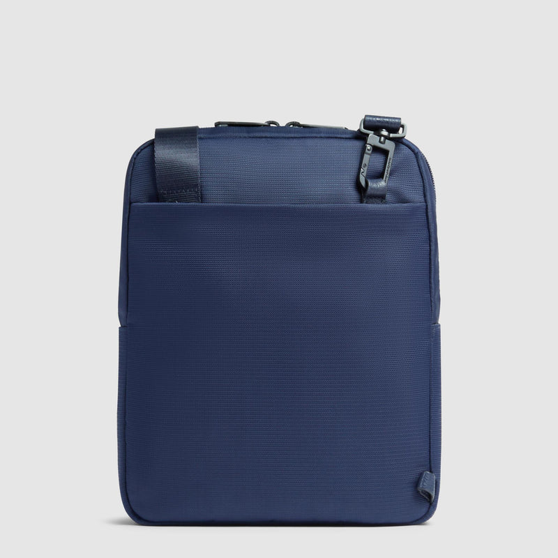 Borselli Piquadro Borsello Porta Ipad Tasca Frontale Tessuto Inserto Pelle Blu