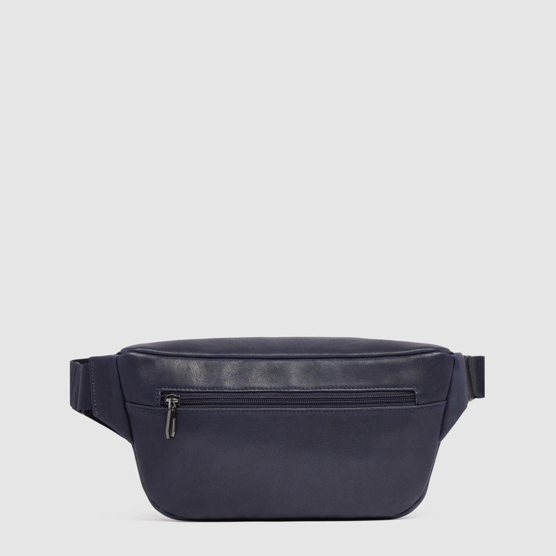 Marsupio Piquadro Con Tasca Frontale Pelle Martellata Blu