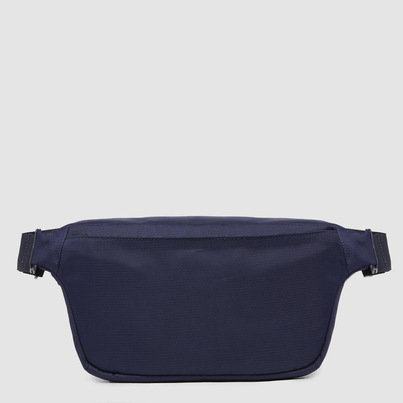 Marsupio Piquadro Con Tasca Frontale Tessuto Inserto Pelle Blu