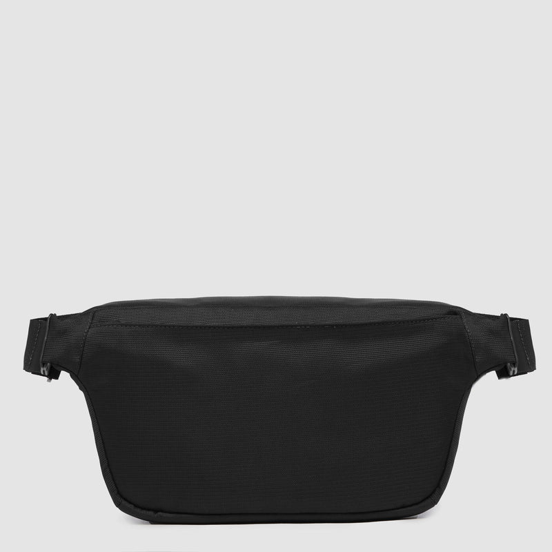 Marsupio Piquadro Con Tasca Frontale Tessuto Inserto Pelle Nera