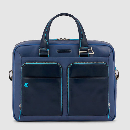 Borse Lavoro Piquadro Blue Square Borsa A Due Manici Porta Pc Ipad In Pelle Bluette E Blu