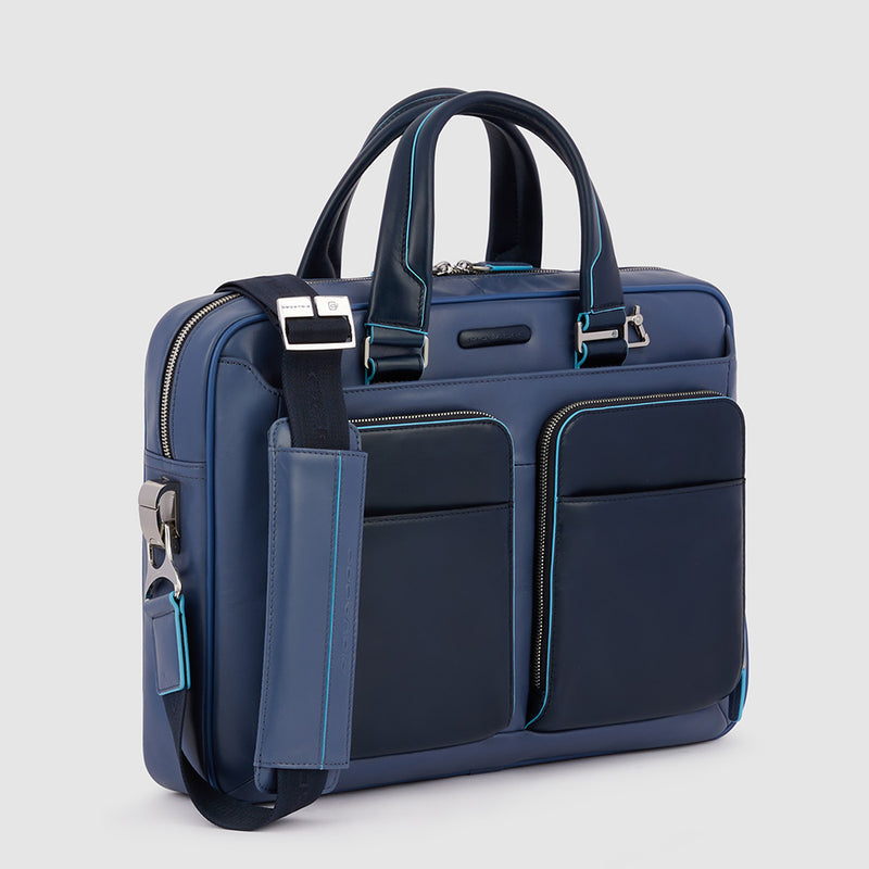 Borse Lavoro Piquadro Blue Square Borsa A Due Manici Porta Pc Ipad In Pelle Bluette E Blu