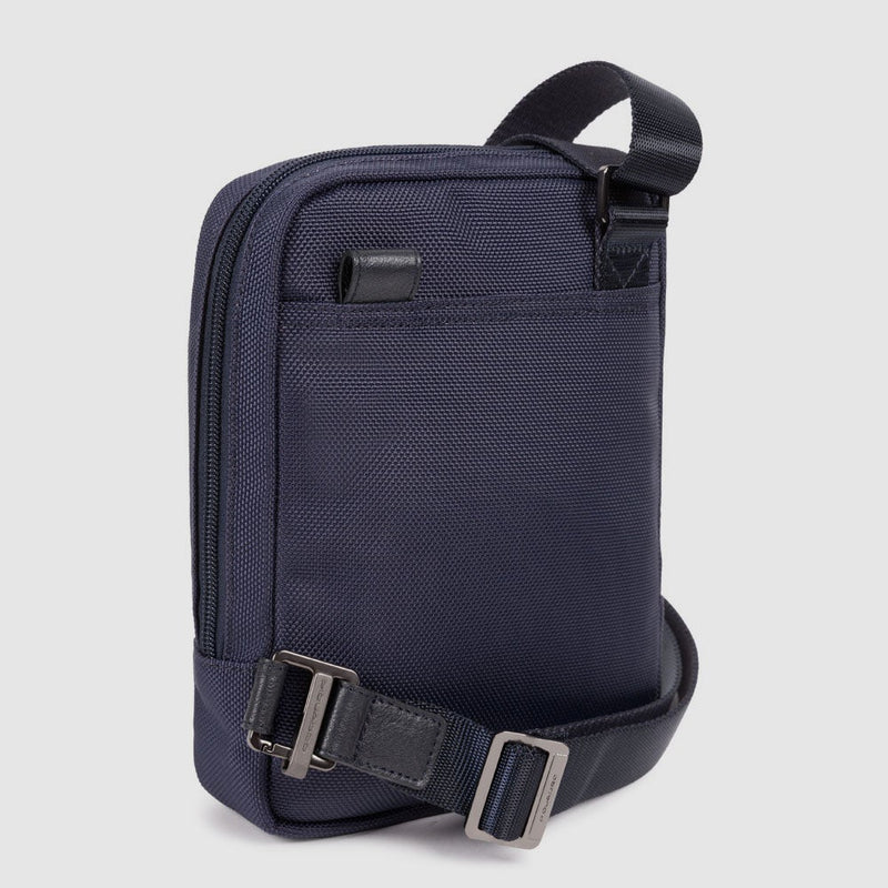 Borselli Piquadro Borsello Piccolo Porta Ipad Tasca Frontale Nylon Inserti Pelle Blu