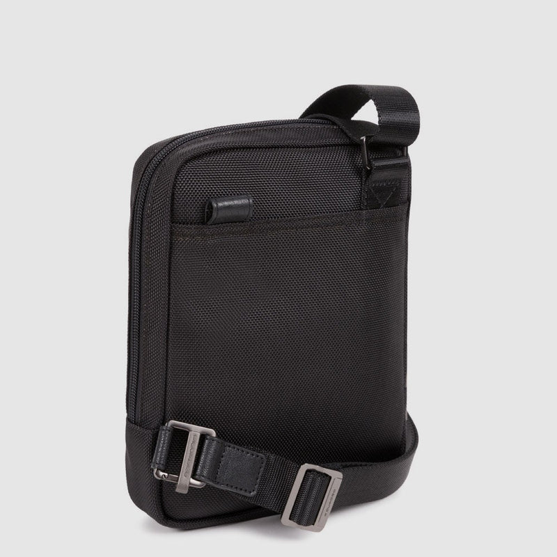 Borselli Piquadro Borsello Piccolo Porta Ipad Tasca Frontale Nylon Inserti Pelle Nera