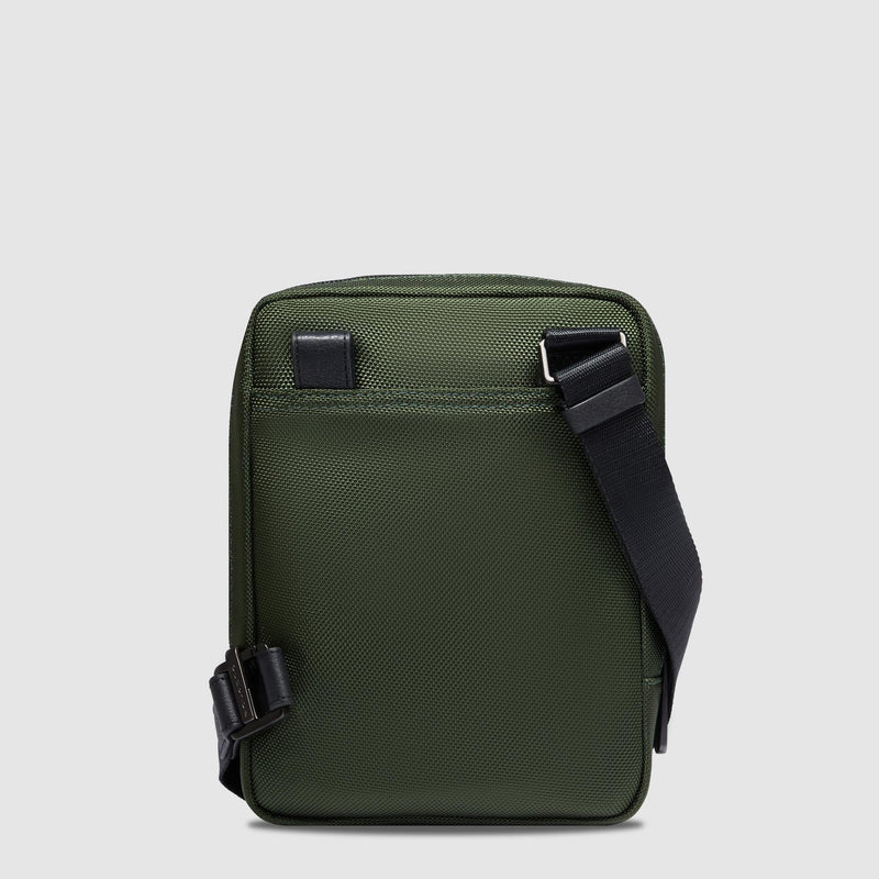 Borselli Piquadro Borsello Uomo Porta Ipad Tasca Frontale Tessuto Verde Inserti Pelle Nera